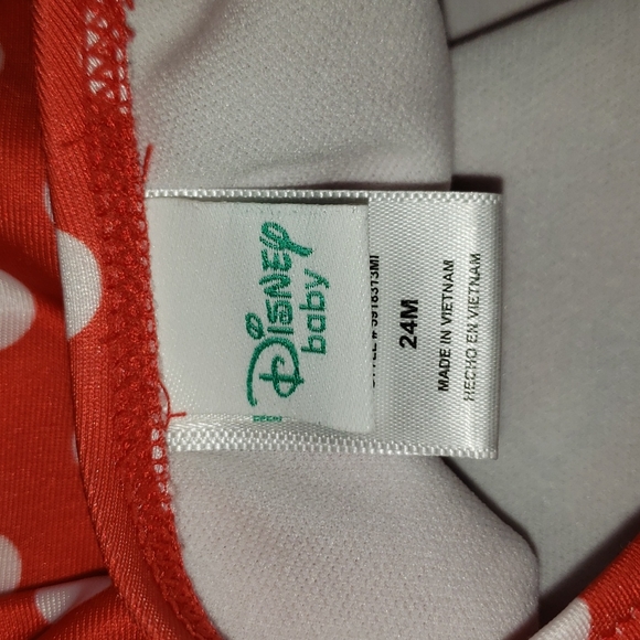 Disney Minnie Mouse Red and White Polka Dot Swimsuit with Tutu Skirt, Size 24M - Picture 3 of 4